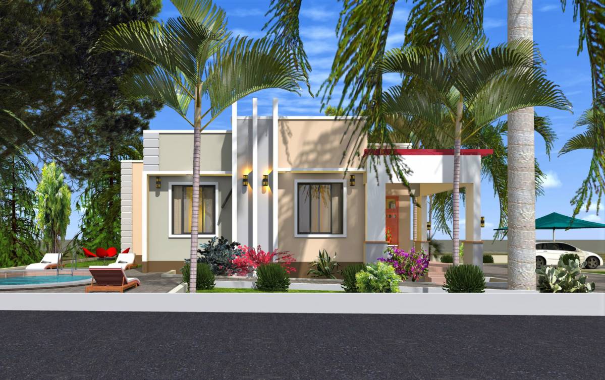 House Plan ID-14855 , 3 bedrooms , 1642+2923 bricks and 75 corrugates