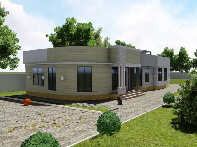 House Plan ID-15786 , 3 bedrooms , 1397+2810 bricks and 86 corrugates
