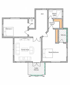 House Plan ID-15379 , 3 bedrooms with 8215+1581 bricks and 114 corrugates