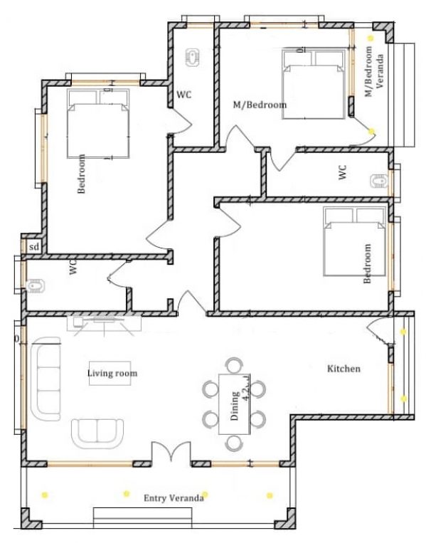 House Plan ID-16551 , 3 bedrooms with 2875+1263 bricks and 51 corrugates