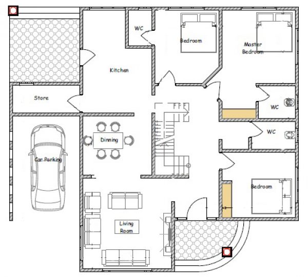 House Plan Id-17034 , 5 Bedrooms With 4168+1775 Bricks And 135 Corrugates