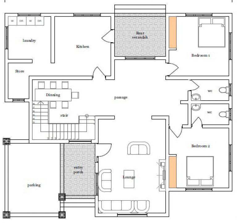 House Plan ID-17544 , 4 bedrooms with 9278+2451 bricks and 120 corrugates