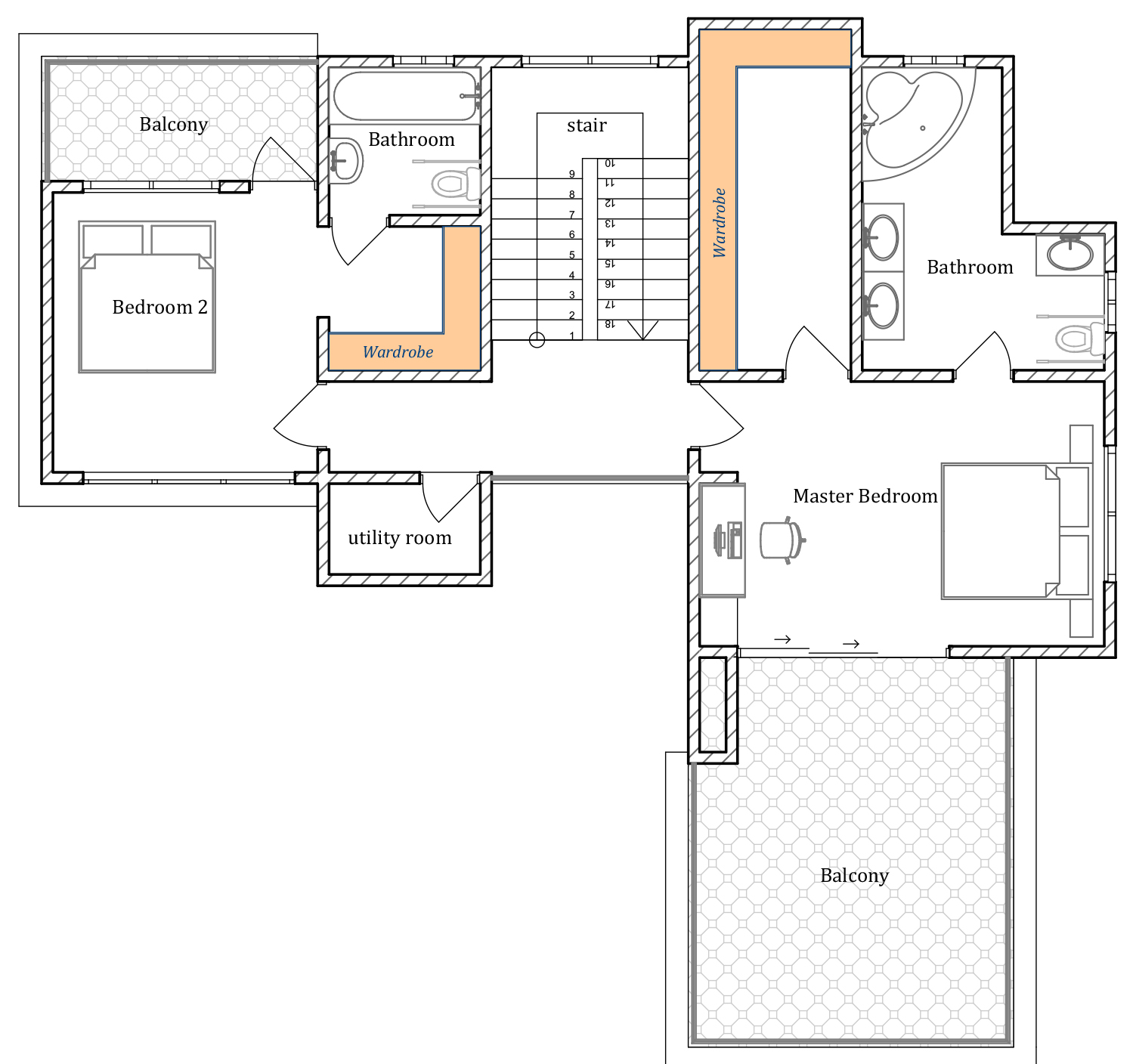 House Plan ID-18165 , 3 bedrooms with 8038+2227 bricks and 48 corrugates