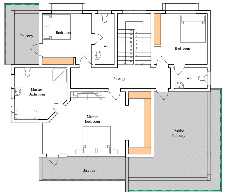 House Plan ID-18074 , 4 bedrooms with 10950+2567 bricks and 0 corrugates