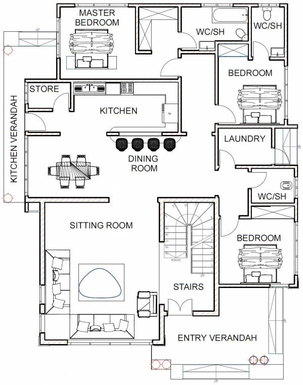 House Plan ID-26357, 4 bedrooms with 5068+2837 bricks and 146 corrugates