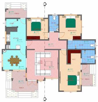 House Plan ID-28166 , 3 bedrooms with 2600+1300 bricks and 99 corrugates