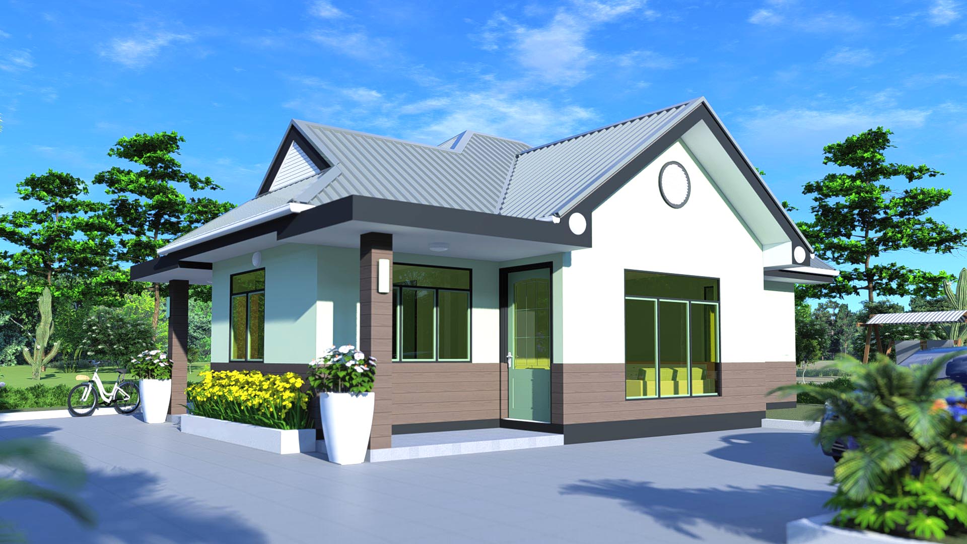 House Plan ID-7790 , 3 bedrooms , 798+1480 bricks and 65 corrugates