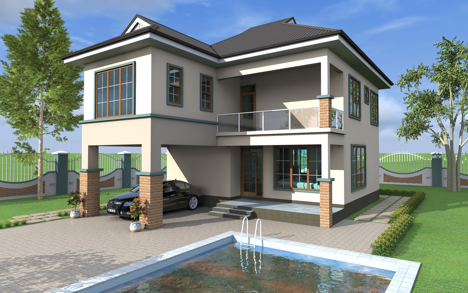 House Plan ID-17182 , 4 bedrooms , 1400+6027 bricks and 78 corrugates