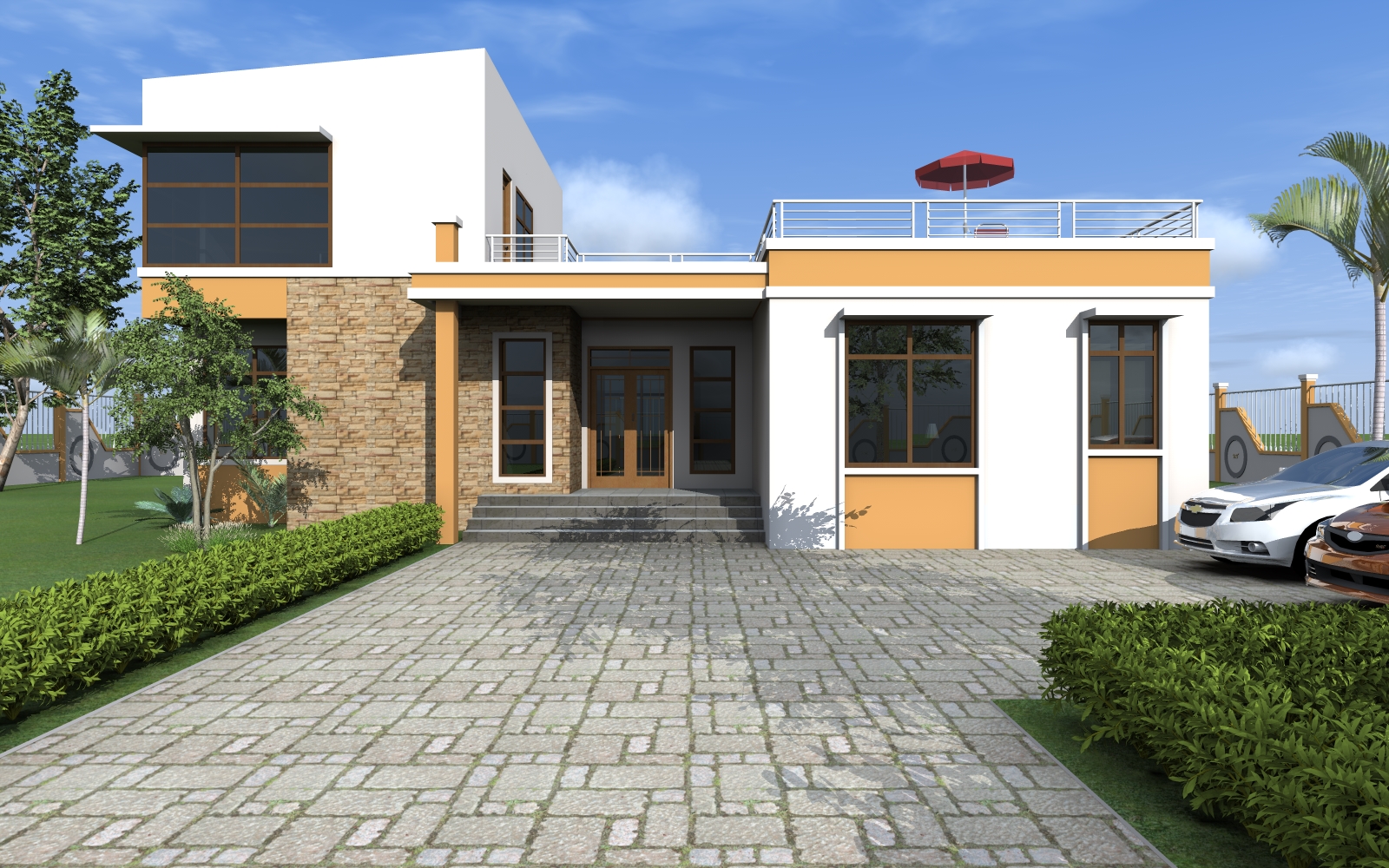 House Plan ID-17733 , 3 bedrooms , 2070+7040 bricks and 20 corrugates