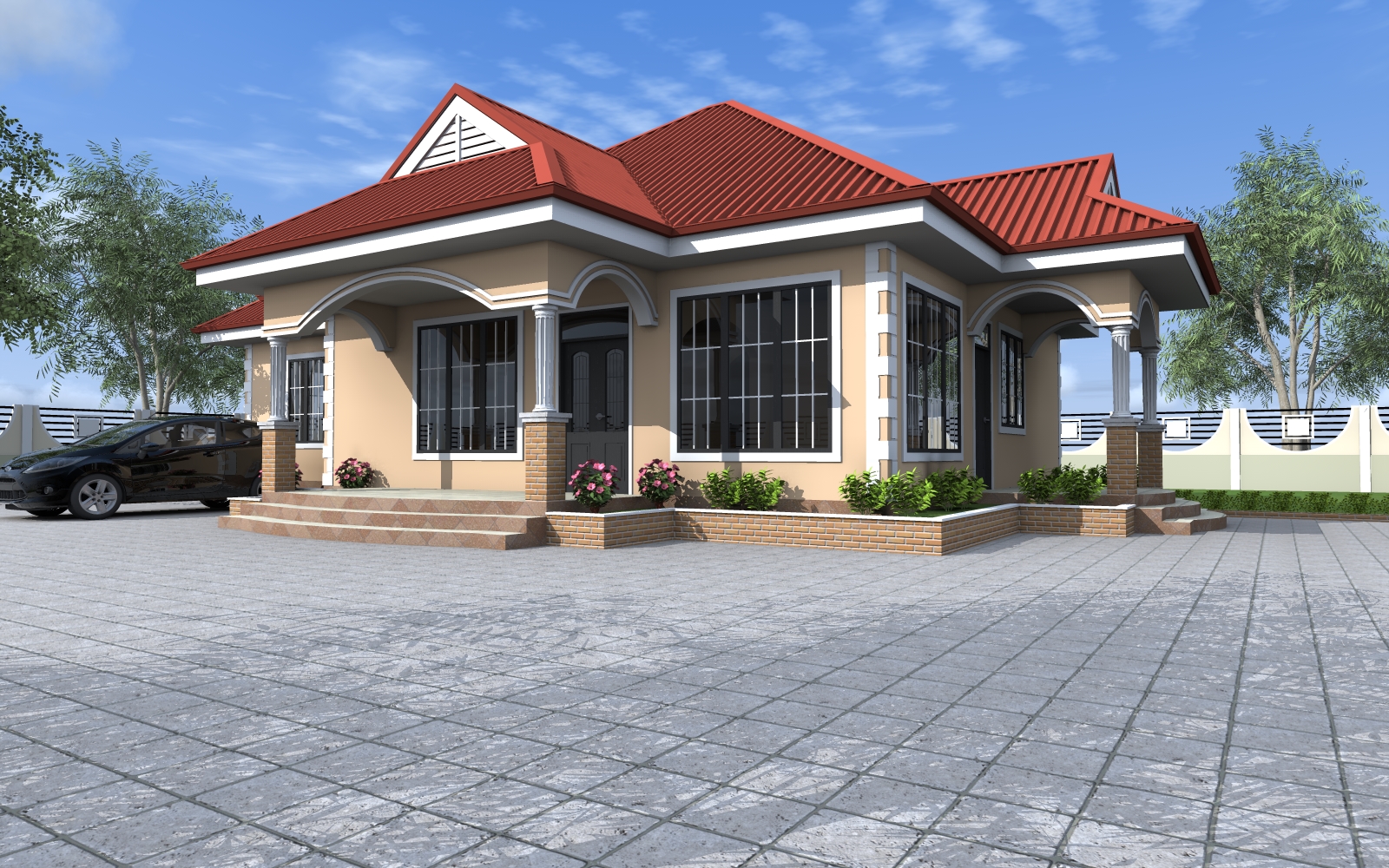 House Plan ID-17725 , 3 bedrooms , 1291+2596 bricks and 100 corrugates