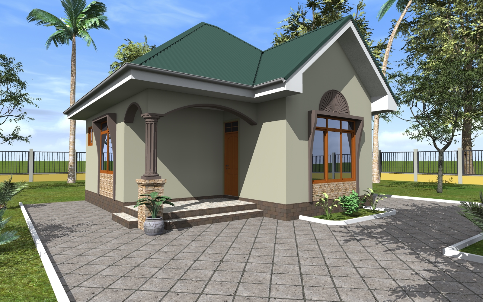 House Plan ID-17760 , 2 bedrooms , 605+1217 bricks and 47 corrugates