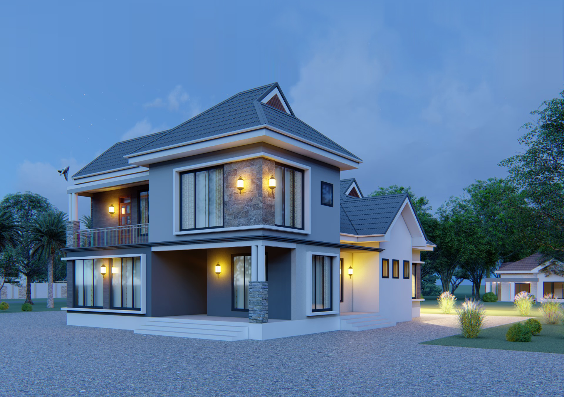 House Plan ID-19465 , 4 bedrooms , 2569+4833 bricks and 139 corrugates
