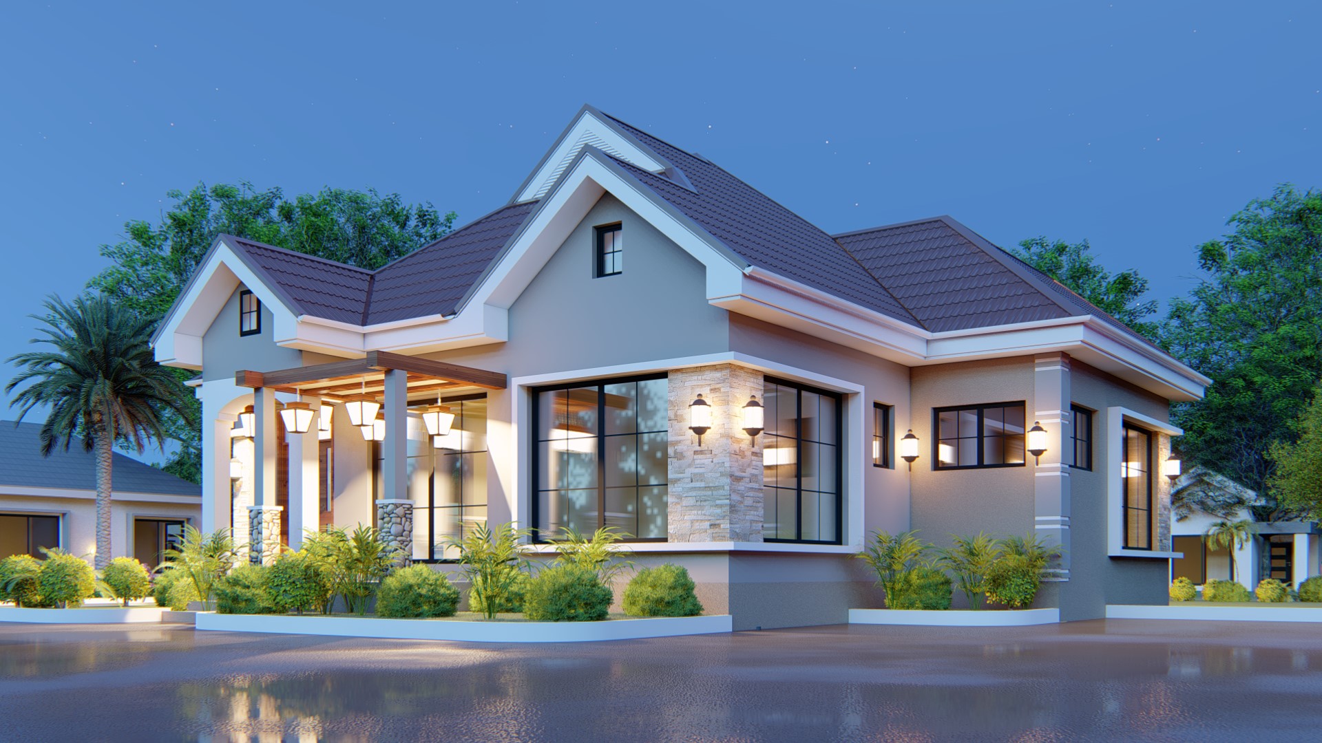 House Plan ID-19343 , 3 bedrooms , 1380+2775 bricks and 107 corrugates