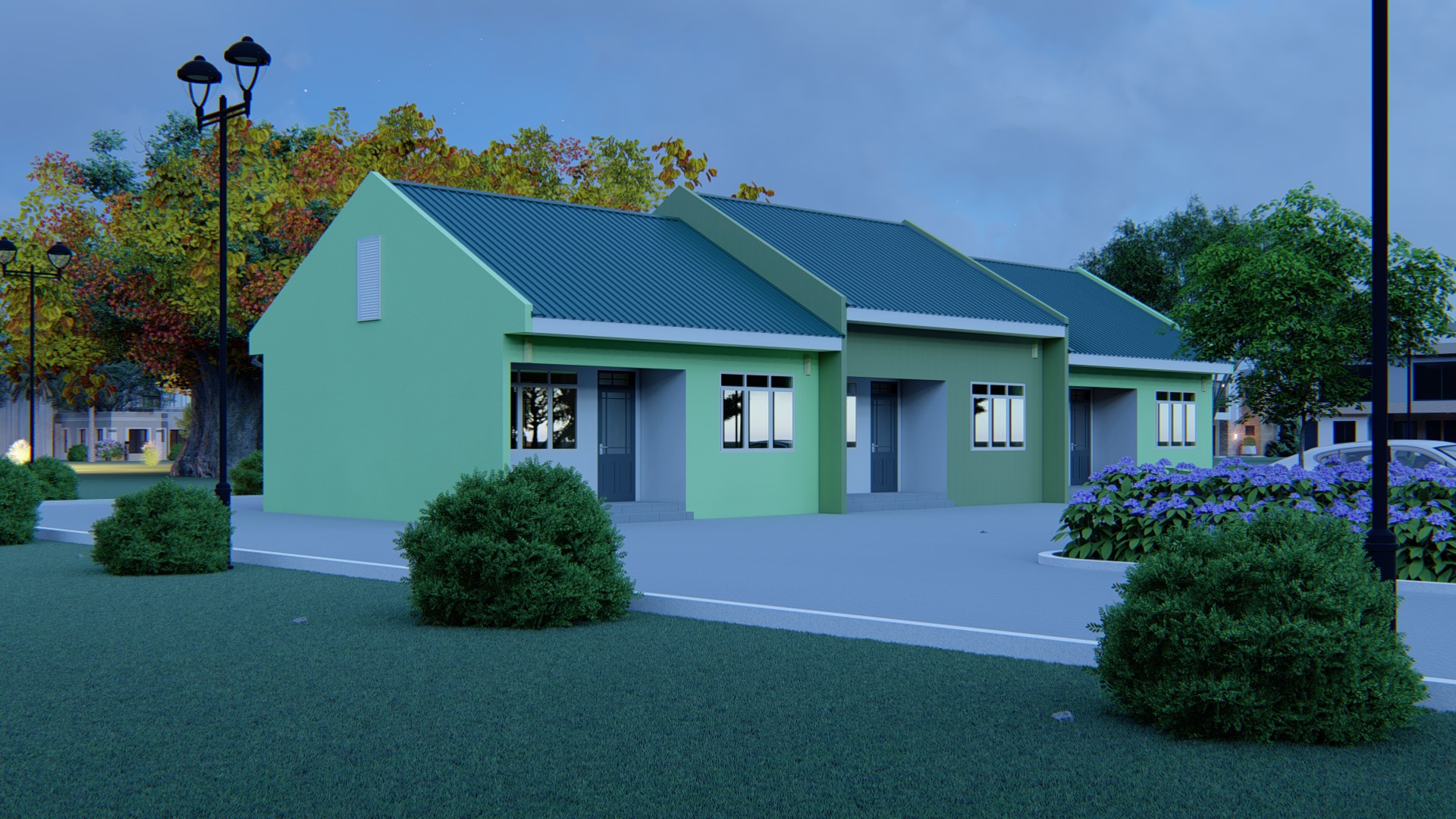 House Plan ID-13597 , 2 bedrooms , 1391+4382 bricks and 129 corrugates
