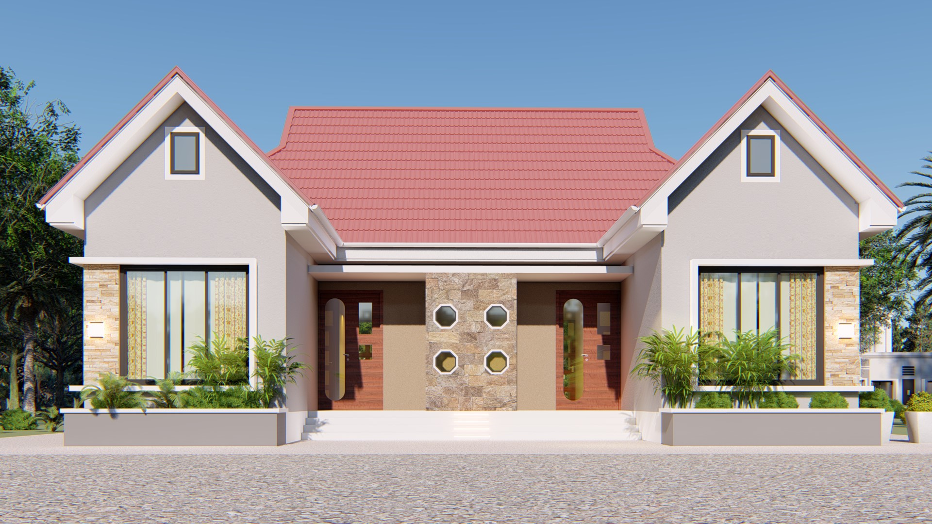 House Plan ID-19468 , 2 bedrooms , 1709+3437 bricks and 132 corrugates