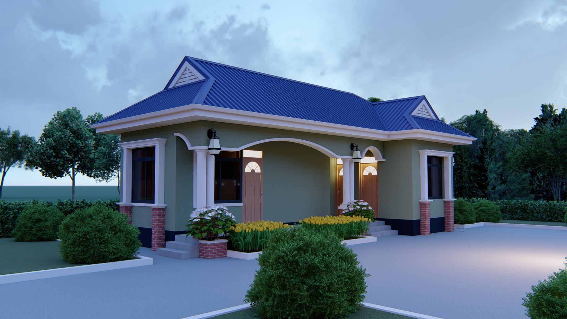 House Plan ID-19705 , 2 bedrooms , 543+1092 bricks and 56 corrugates