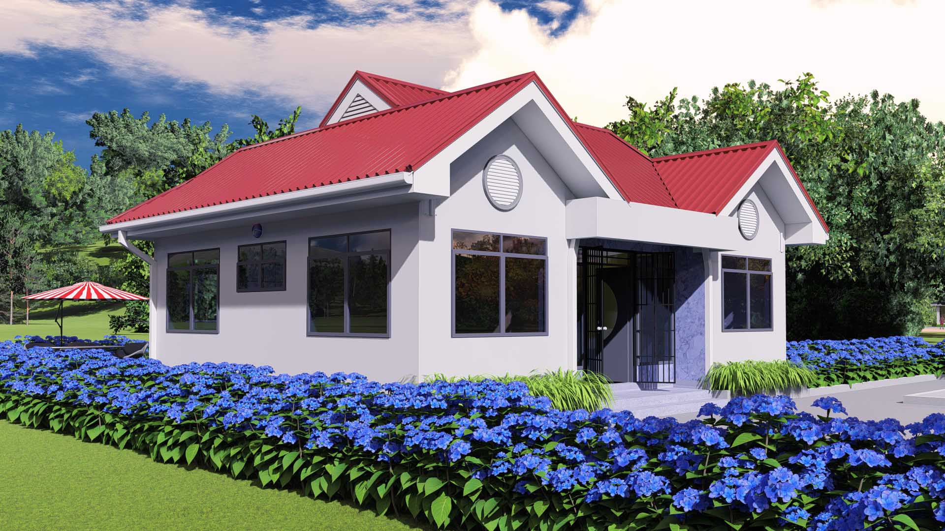 House Plan ID-7780 , 3 bedrooms , 860+1146 bricks and 60 corrugates