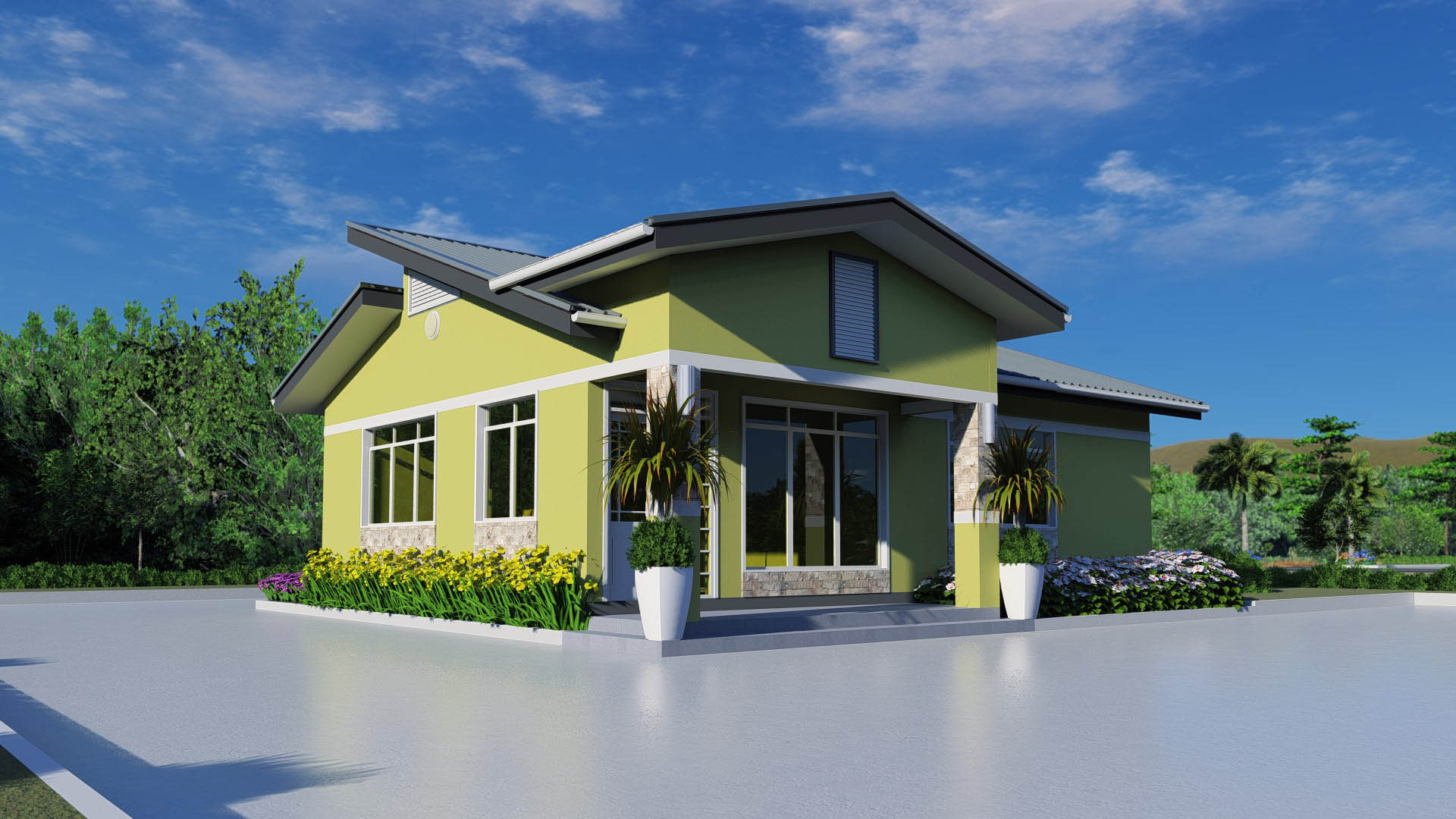 House Plan ID-7851 , 3 bedrooms , 1088+1936 bricks and 80 corrugates