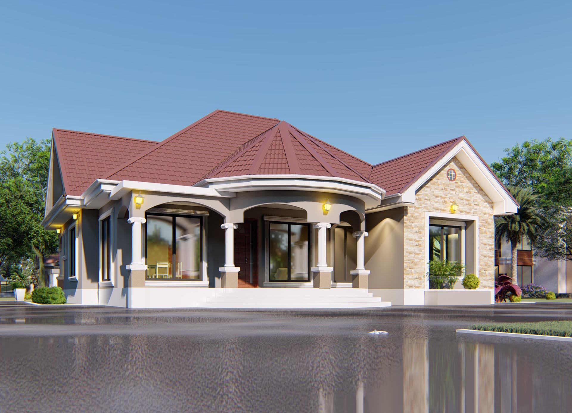 House Plan ID-20992 , 4 bedrooms , 1860+3741 bricks and 144 corrugates