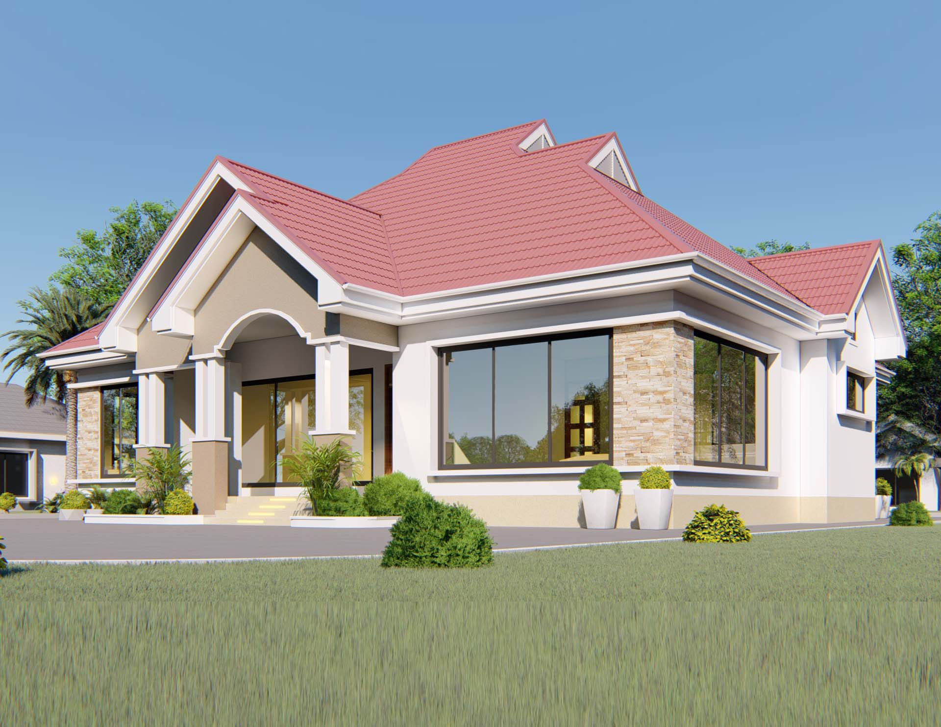 House Plan ID-21027 , 4 bedrooms , 2697+5424 bricks and 208 corrugates