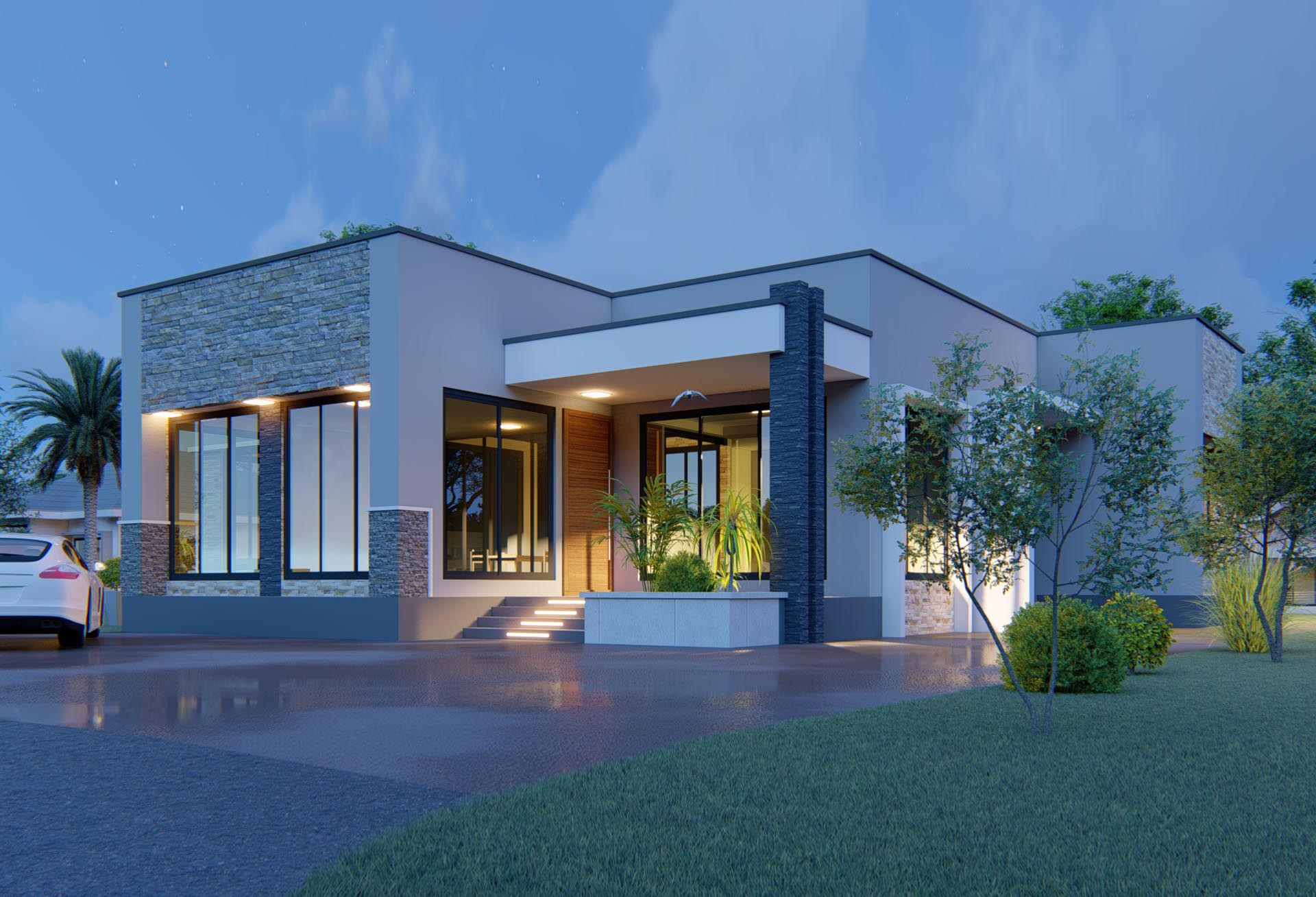 House Plan ID-21014 , 4 bedrooms , 2261+6096 bricks and 104 corrugates
