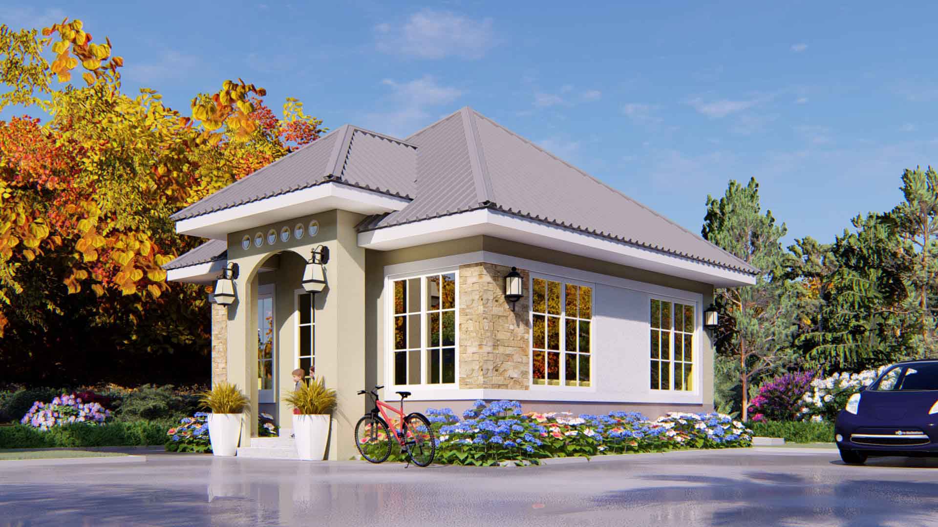 House Plan ID-22351 , 2 bedrooms , 420+785 bricks and 46 corrugates