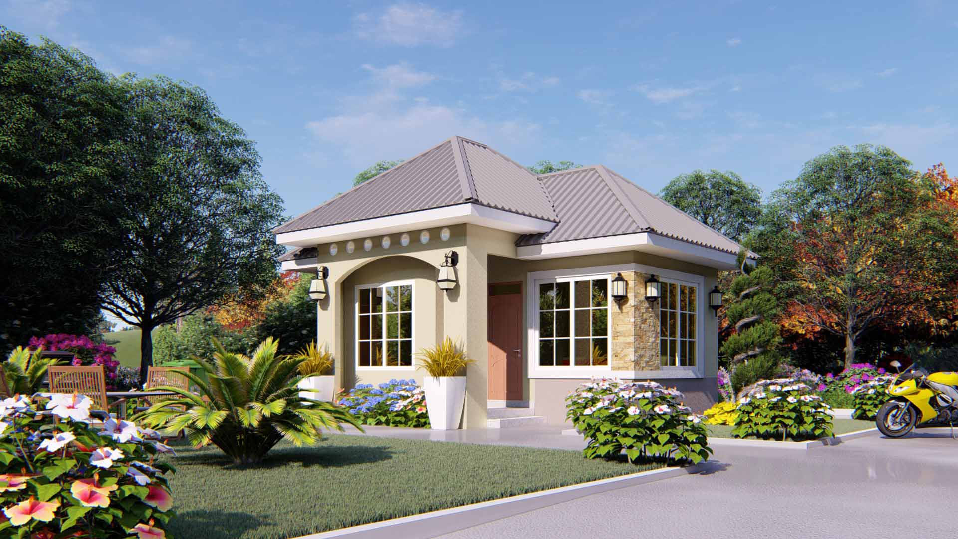 House Plan ID-26508 , 1 bedrooms , 315+700 bricks and 26 corrugates