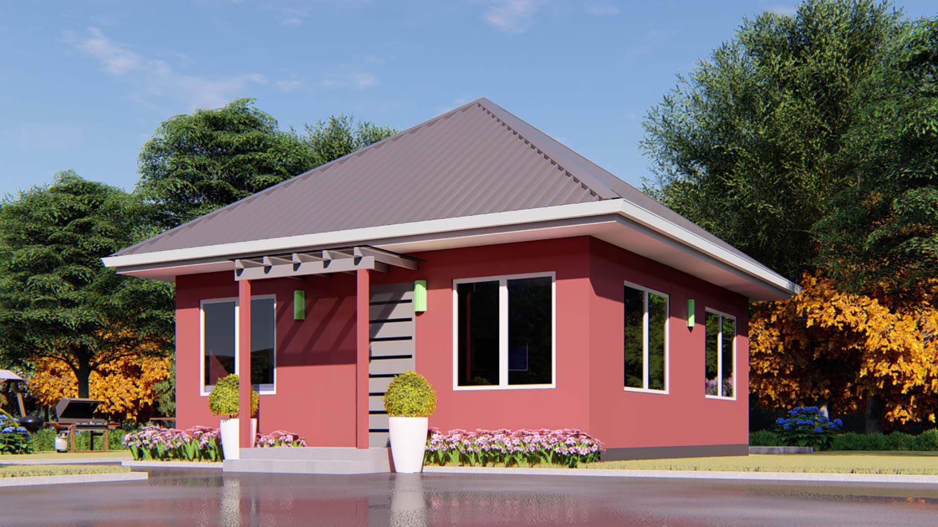 House Plan ID-11258 , 2 bedrooms , 414+780 bricks and 45 corrugates