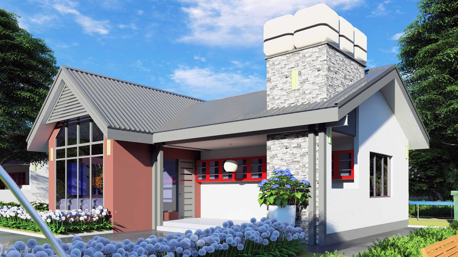 House Plan ID-13098 , 3 bedrooms , 726+1796 bricks and 76 corrugates