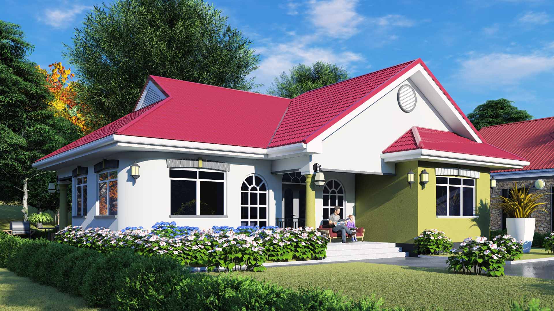 House Plan ID-14023 , 4 bedrooms , 1211+2112 bricks and 112 corrugates