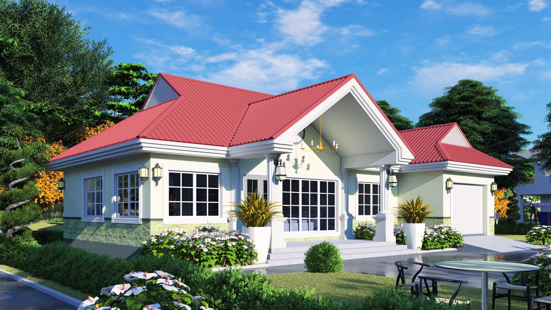 House Plan ID-8087 , 3 bedrooms , 1426+2457 bricks and 126 corrugates