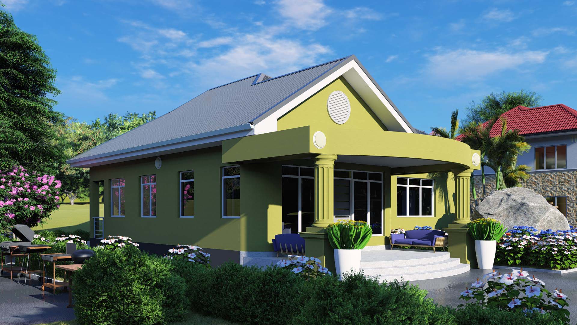 House Plan ID-7932 , 3 bedrooms , 1092+2026 bricks and 91 corrugates