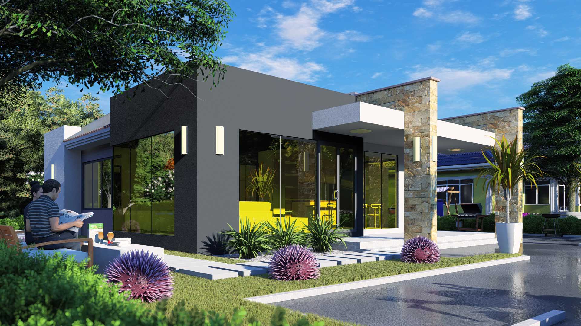 House Plan ID-12921 , 2 bedrooms , 1636+1987 bricks and 59 corrugates