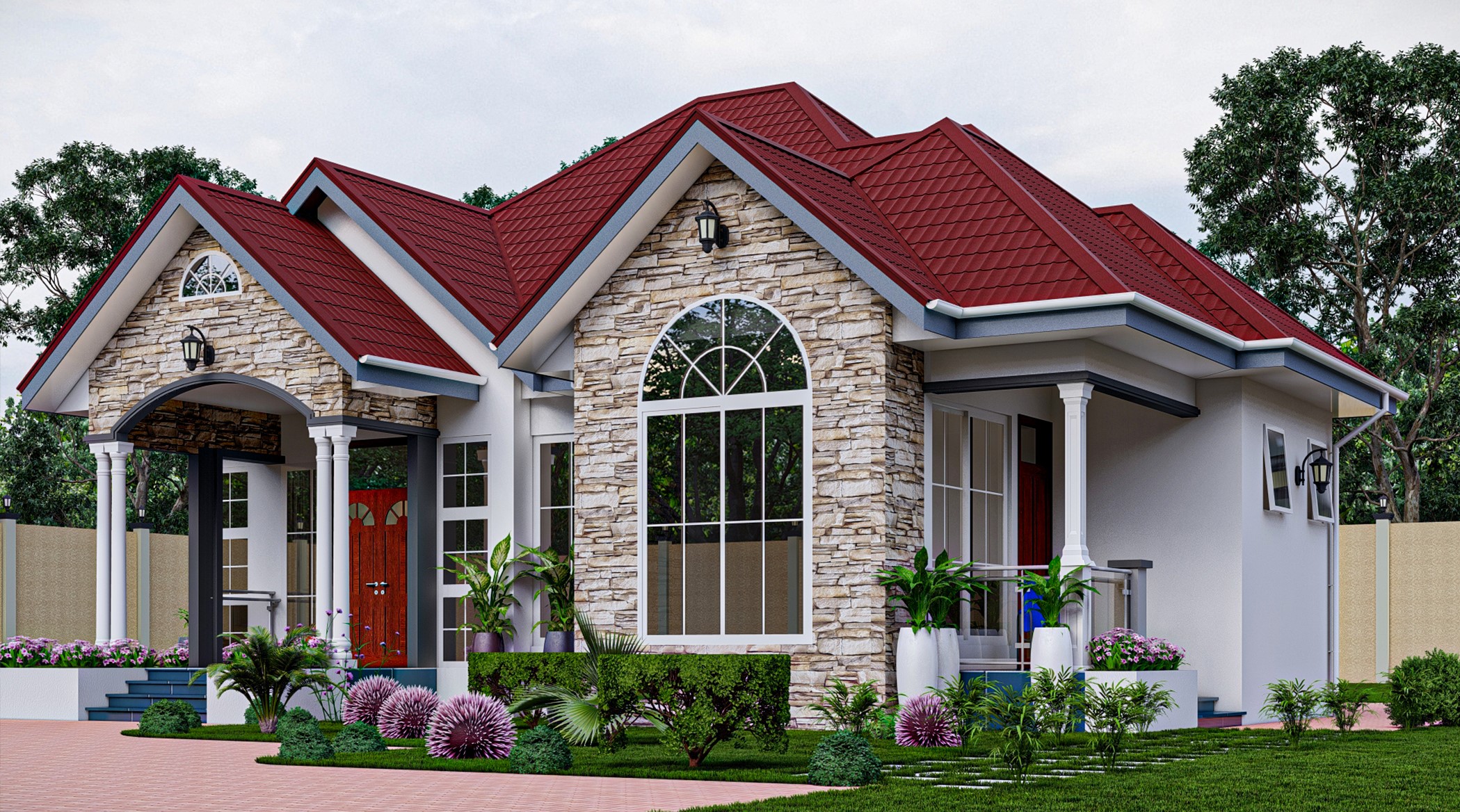 House Plan ID-28166 , 3 bedrooms , 1300+2600 bricks and 99 corrugates