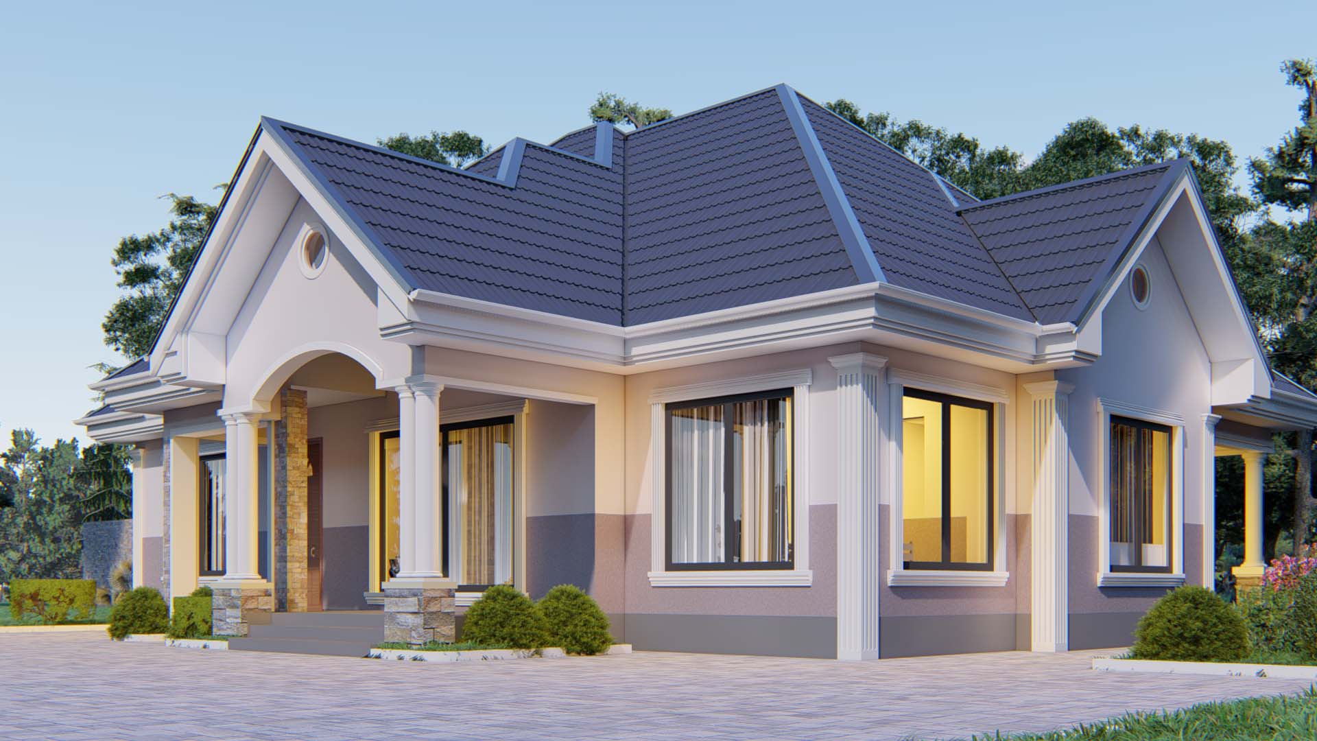 House Plan ID-28086 , 3 bedrooms , 1736+3491 bricks and 163 corrugates