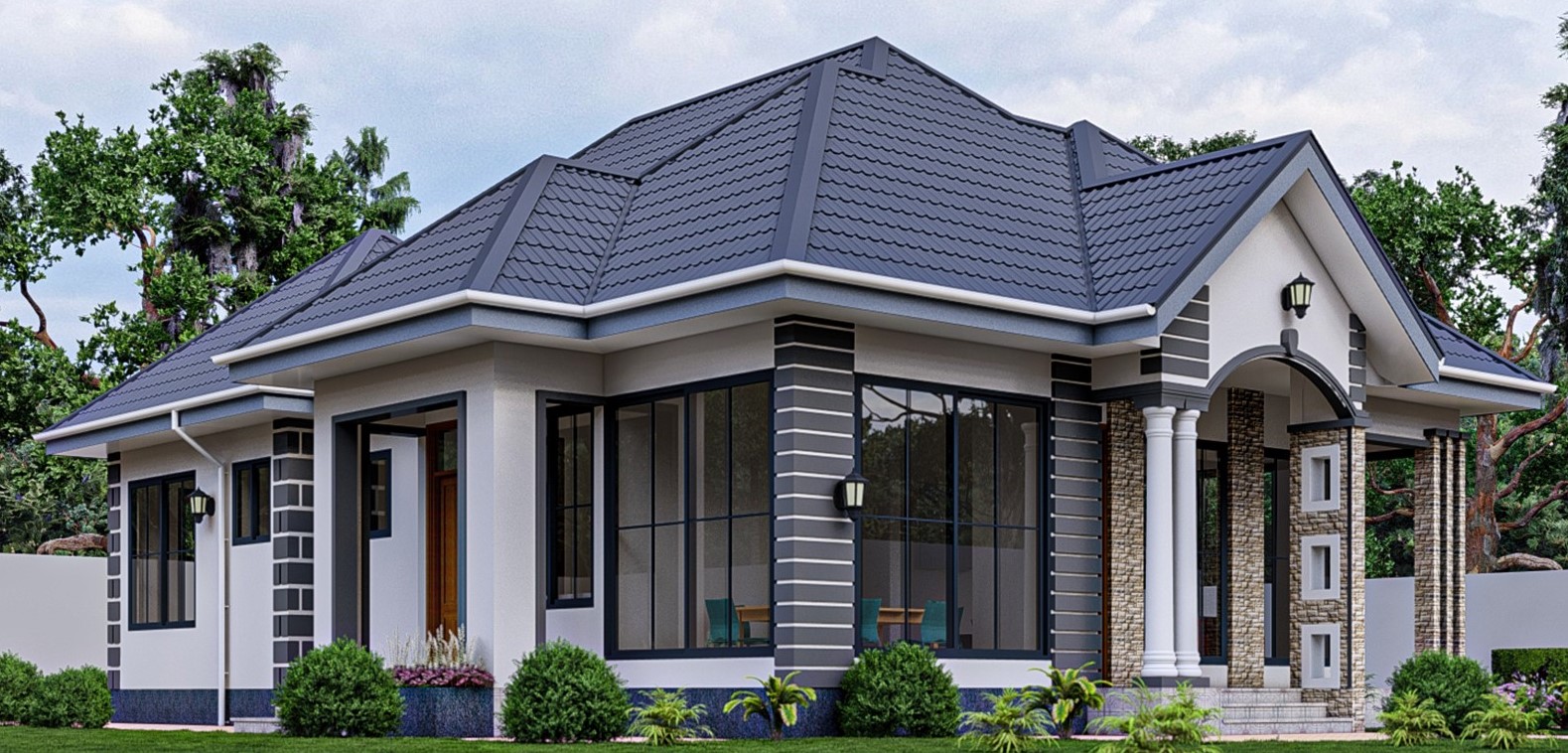 House Plan ID-28177 , 3 bedrooms , 1100+2200 bricks and 85 corrugates