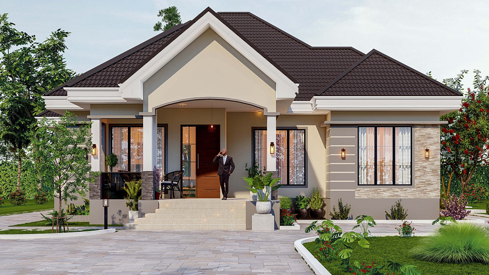 House Plan ID-33330 , 3 bedrooms , 2400+5200 bricks and 174 corrugates