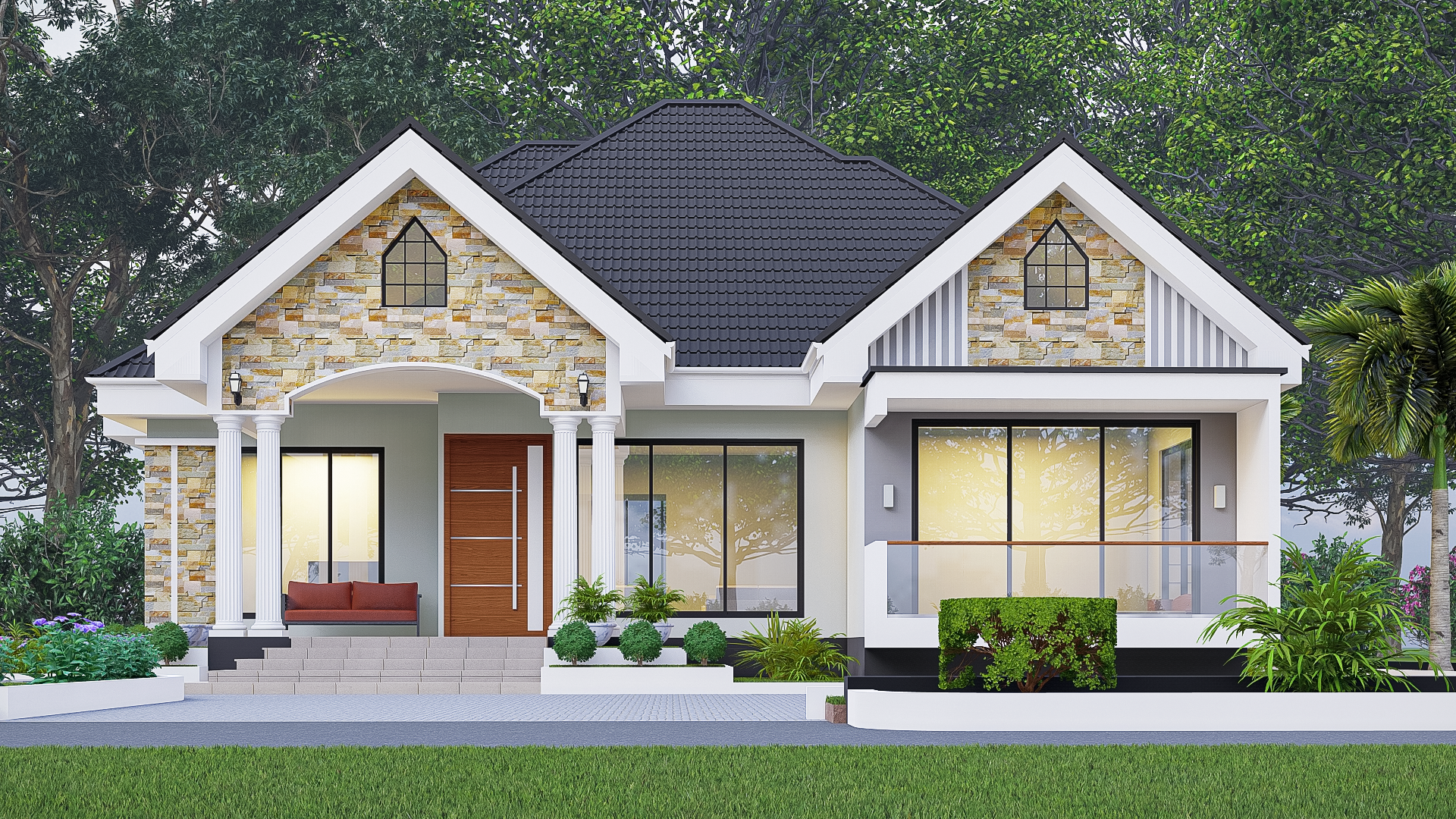 House Plan ID-33419 , 4 bedrooms , 2800+4500 bricks and 173 corrugates