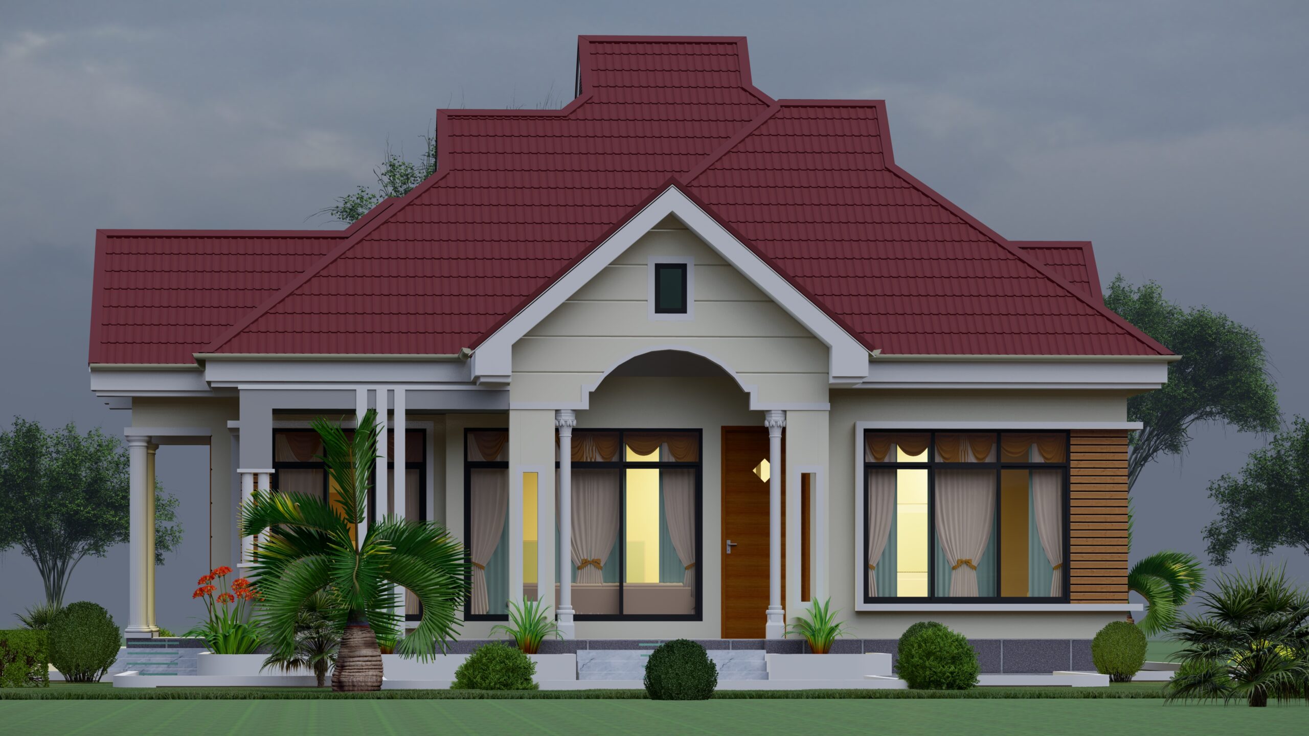 House Plan ID-33653 , 3 bedrooms , 1600+2500 bricks and 140 corrugates