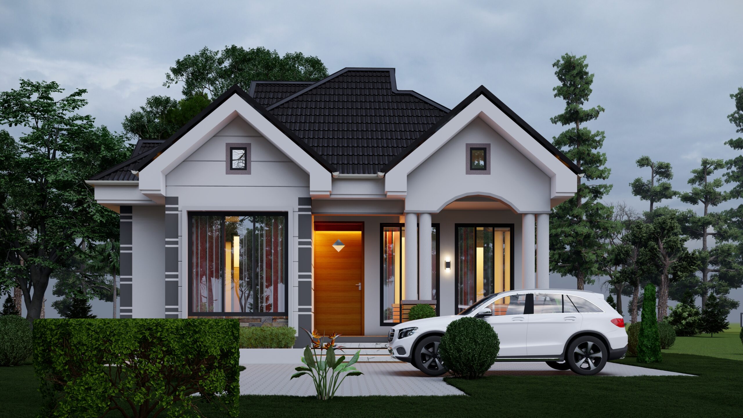 House Plan ID-33668 , 3 bedrooms , 1000+1600 bricks and 96 corrugates