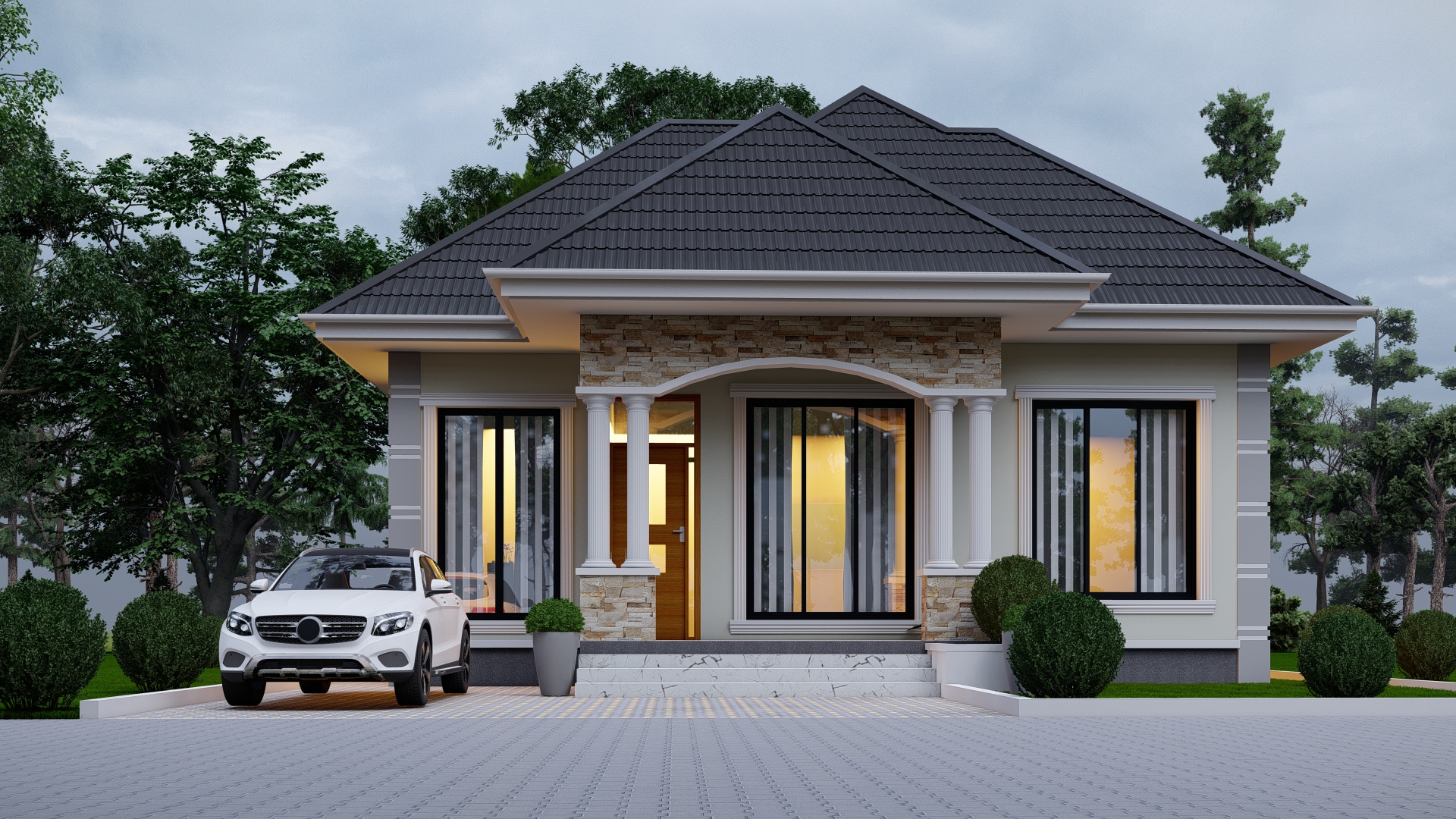 House Plan ID-33701 , 3 bedrooms , 1100+1700 bricks and 70 corrugates