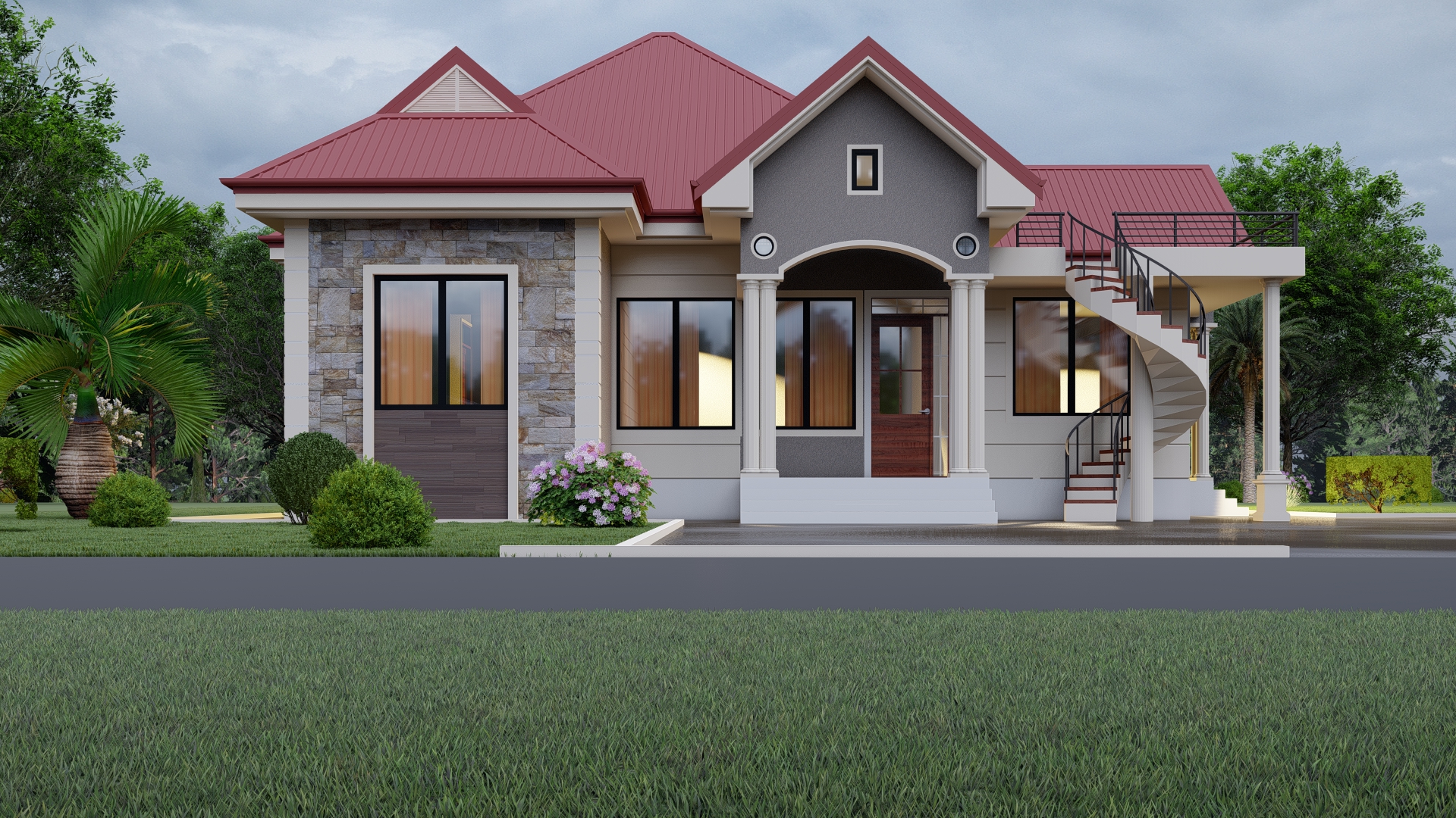 House Plan ID-33679 , 3 bedrooms , 1600+2300 bricks and 108 corrugates